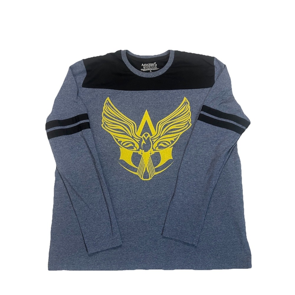 Assassin's Creed IV Black Flag XL Long Sleeve Gamer Graphic Tee Blue Black Retro